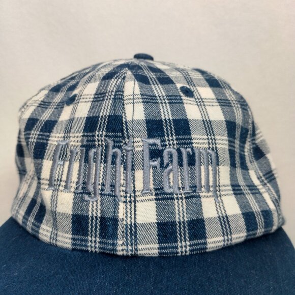 Fright Farm Cap Hat Plaid Strap Back Halloween Haunted House Smithfield PA Vtg - Picture 8 of 13